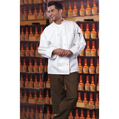 White Classic Easy Care Knot Chef Coat w/Mesh (2XL-3XL)