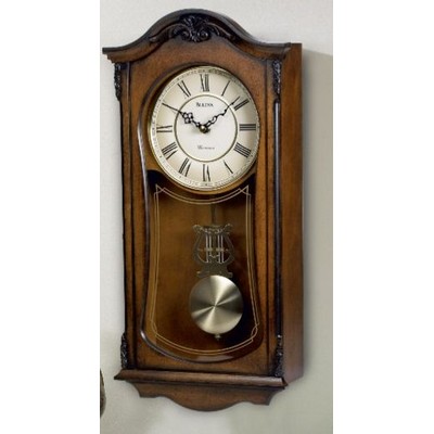 Bulova Cranbrook Old World Walnut Finish Wall Clock w/ Westminster Chime