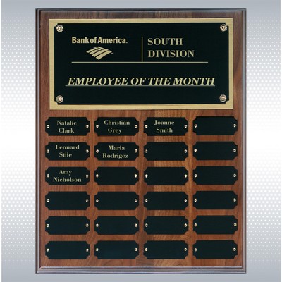 Step Edge Genuine Walnut 24 Plate Perpetual Plaque (12" X 15")