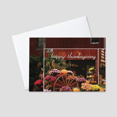 Autumn Flower Cart Thanksgiving Greeting Card