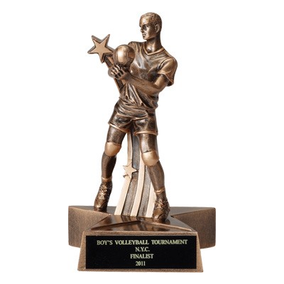 6¼" Resin Volleyball Trophy w/Male Figure & Shooting Star