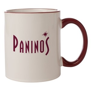 12 Oz. Color Trim C-Handle Mug (White/Burgundy Red Trim)