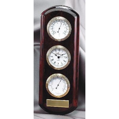 Wall Clock w/Thermometer & Barometer, 4 1/2" x 13"