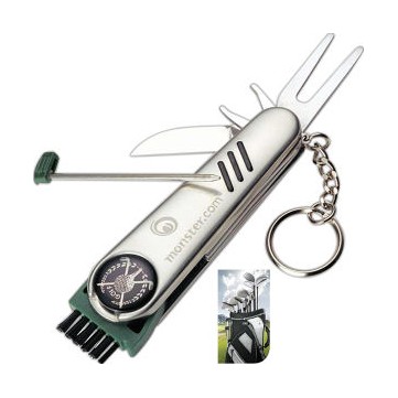 Stainless Steel Pocket Golf Tool Kit 7-In-1 Keychain