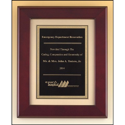 Rosewood Piano Finish Plaque with Florentine Plate (12" x 15")