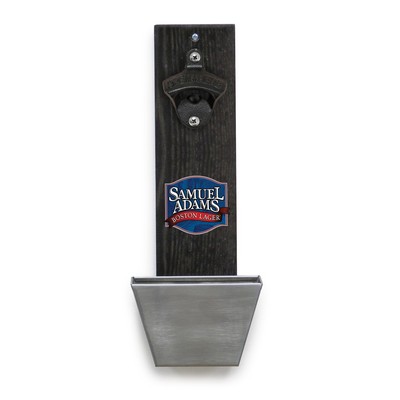 Wall-Mount Bottle Opener w/Metal Cap Catcher - 6"w x 14"h x 3"d