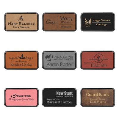 1.5" x 3" - Premium Leatherette Name Tags or Badges - Rectangular