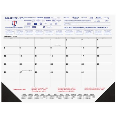 Black 13-Month Calendar Desk Pad w/Two Color Imprint (21¾"x17")