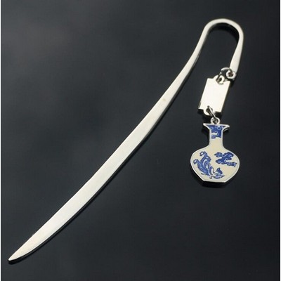 Metal Bookmark w/Porcelain Pendant