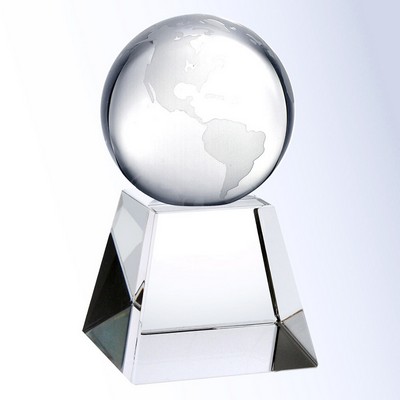 Optical Crystal Top of The World Globe Award, X-Small (2-3/8"x4")