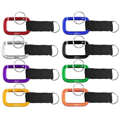 Square Shaped Carabiner with Strap and Key Ring