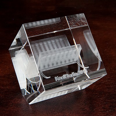 Edge Cut Crystal Cube Award (4"x4"x4")