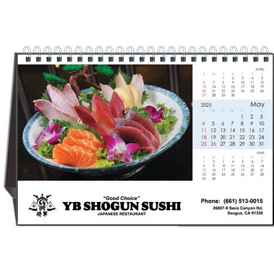 Sushi Time 2025 Desktop Calendar w/Full Color Hardboard Easel