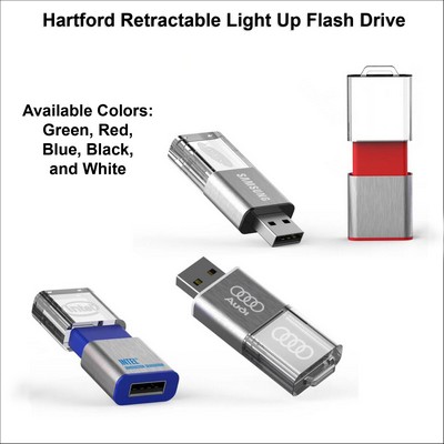 Hartford Retractable Light Up Flash Drive - 128 MB Memory