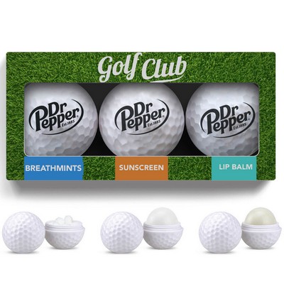 3 Pack Golf Ball Lip Balm, Mints & Sunscreen