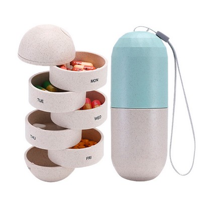 Capsule Shaped 7 Layer Storage Pill Box