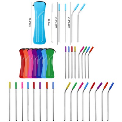 Reusable Stainless Steel Drinking Straw Bone Bag Set