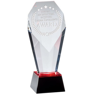 Optical Crystal Slanted Tower Award w/Black Base (8½" x 3¾")