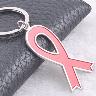 The Red Pink Ribbon Shaped Key Chain