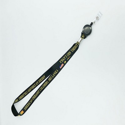 Polyester Dye Sublimated Lanyard With Retractable Badge Reel