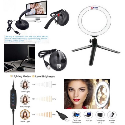 Kidder 8" Ring Light + USB Microphone for Chat, Skype, Desktop, Laptop Mic