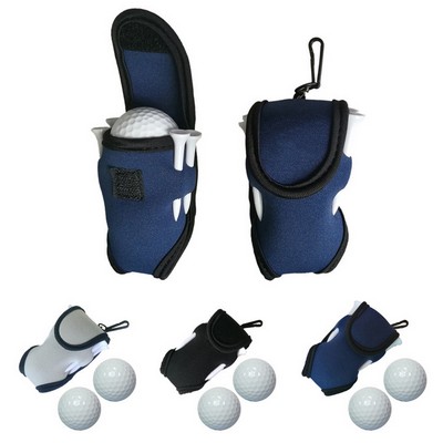 Neoprene Golf Ball Holder Pouch Golf Bag With 2 Golf Balls 4 Golf Tees