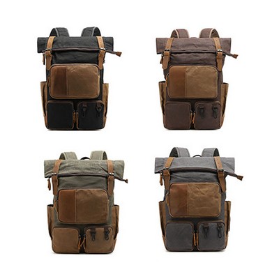 Waxed Canvas Shoulder School Backpack