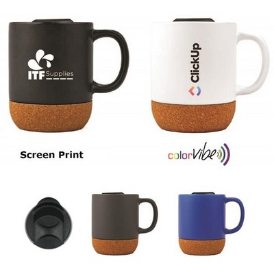 12 oz. Cork Ceramic Mug w/Lid