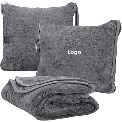 2 in 1 Travel Blanket and Pillow Airplane Blanket with Soft Bag Pillowcase