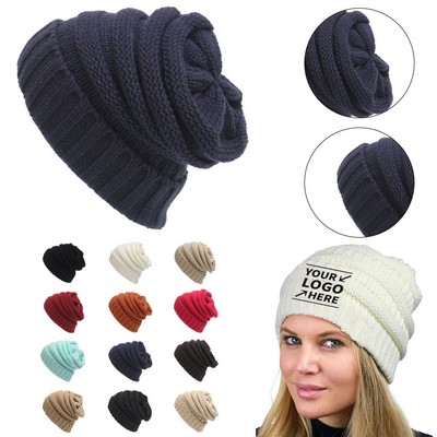 Unisex Soft Stretch Cable Knit Beanie