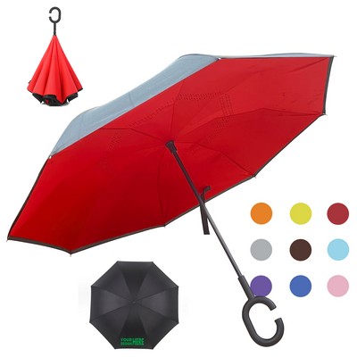 Inverted Reverse Umbrella with C-Shaped Handle MOQ50