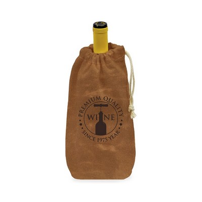 Single Bottle Drawstring Wine Pouch (Waxed Canvas)