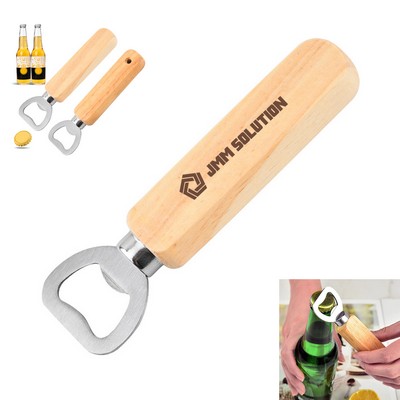 Bartender Wooden Handle Stainless Steel Beer Bottle Openers