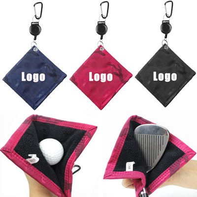 Golf Ball Cleaning Towel with Retractable Keychain