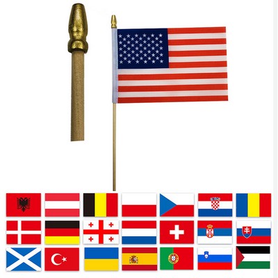 Custom Polyester Mini Hand Held Waving Stick Flag 4"x6"