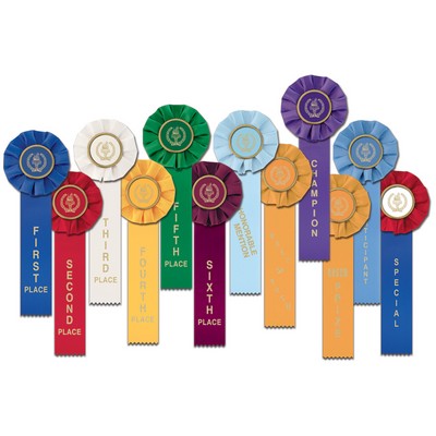 Victory Torch Stock Rosette Ribbon w/ Single Streamer