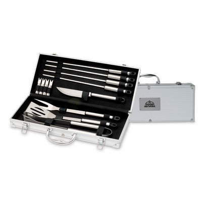 12 Piece Stainless Steel Barbecue Set in Aluminum Case