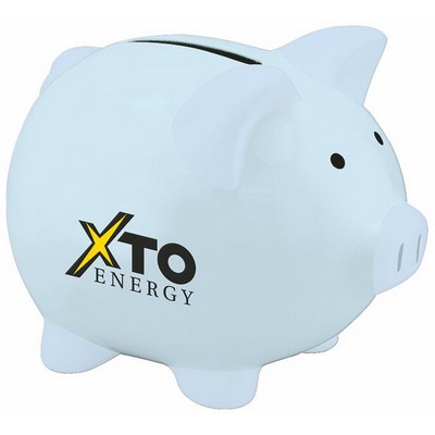 3-3/4"x3"x3" Blue Ceramic Piggy Bank