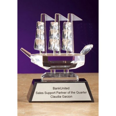 5.75" Crystal Sail Boat Award