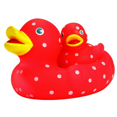 Polka Dot Mom & Baby Rubber Duck Toy