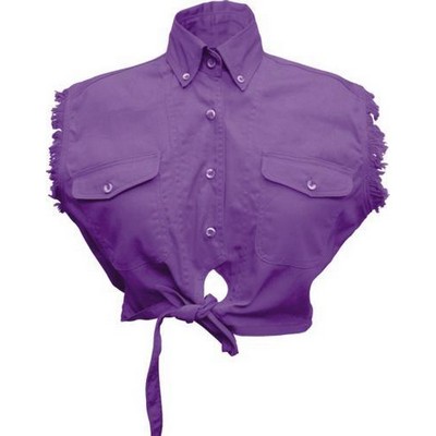 Purple Ladies Sleeveless Tie-Up Crop Shirt