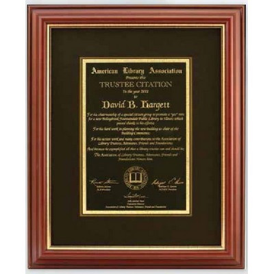 Laser Engraved Black Brass Plate Matted & Framed Hardwood Frame/ 11"x14"