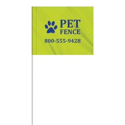 1-Color 4" x 5" Custom Vinyl Marking Flag w/ 18" Fiberglass Staff