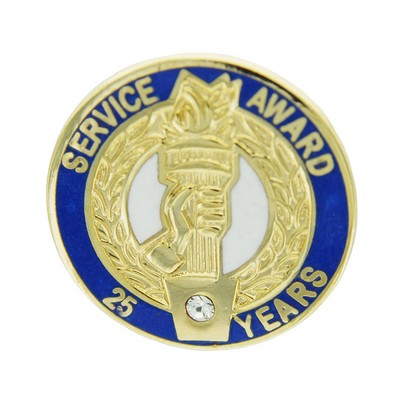 ¾" 25 Years of Service w/Swarovski Crystal Stone Award Pin