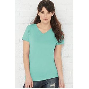 LAT® Women's Fine Jersey V-Neck Longer Length T-Shirt