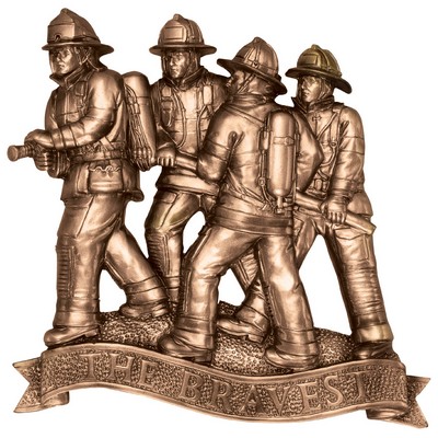 Fireman Plaque Mount - Die Cast Metal-Antique Gold Finish 7" x 7"