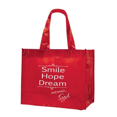 Laminated Tote Bag w/Patent Finish (15 3/4"x12 1/2"x6 1/4")