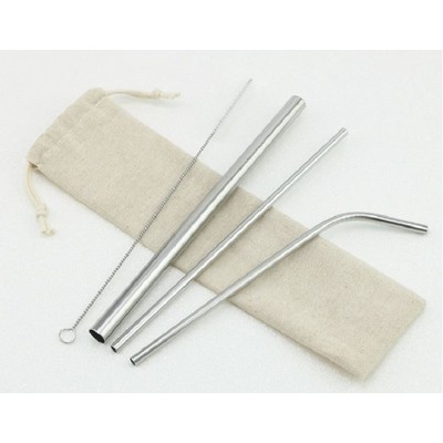 4 Stainless Steel Straw With Cleaning Brush