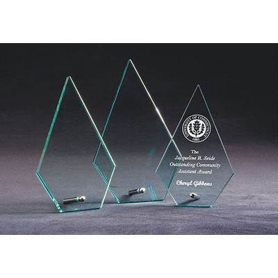 Beveled Arrowhead Jade Glass Award with Aluminum Pole, Medium (5"x8")