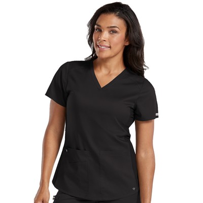 Med Couture Touch Women's V-Neck Shirt Tail Scrub Top